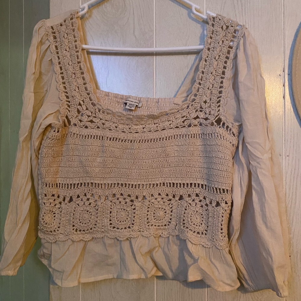 American eagle crop crotchet top- worn once size medium.
